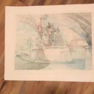 Signed & Numbered Art Print of London Eye Ferris Wheel on Thames 16x20